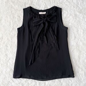 Tory Burch Woman Black 100% Silk Tie Neck Sleeveless Top US8 Classic Luxury